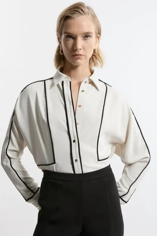 Twill Contrast Piping Woven Shirt