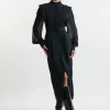Twill Pencil Woven Midi With Crinkle Sleeve