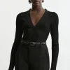 V Neck Elevated Rib Knit Top