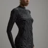 Velvet Devore Jersey Cut Out Mini Dress