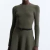 Viscose Blend Crew Neck Knitted Skater Dress
