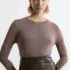 Viscose Blend Knit Crew Neck Sweater