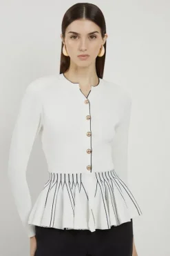 Viscose Blend Knit Peplum Jacket