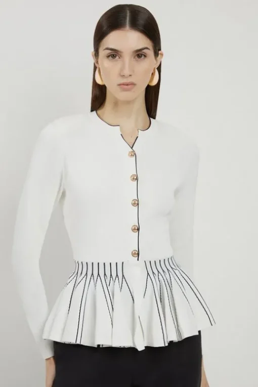 Viscose Blend Knit Peplum Jacket