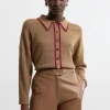 Viscose Blend Knit Preppy Stitch Detail Cardigan