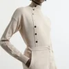 Viscose Blend Popper Detail Knit Sweater