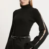 Viscose Blend Rib Knit Button Detail Top