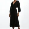 Viscose Blend Slinky Kimono Sleeve Knit Midaxi Dress