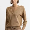 Viscose Blend V Neck Knit Sweater