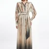 Viscose Floral Border Shirt Maxi Dress