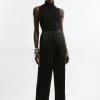 Viscose Satin Back Crepe Wide Leg Pants