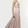 Viscose Satin Panelled Train Maxi Skirt
