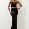 Viscose Satin Woven Top And Skirt Set