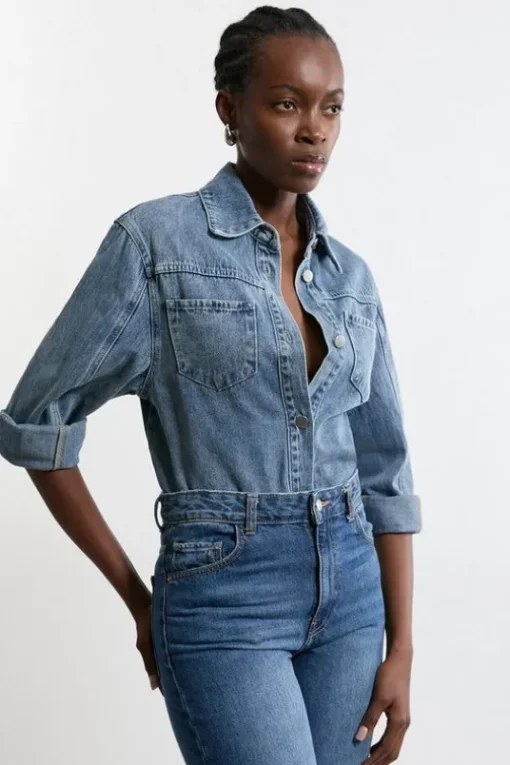 Washed Denim Buttoned Shirt