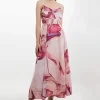 Watercolor Print Cotton Voile Strappy Woven Maxi Dress