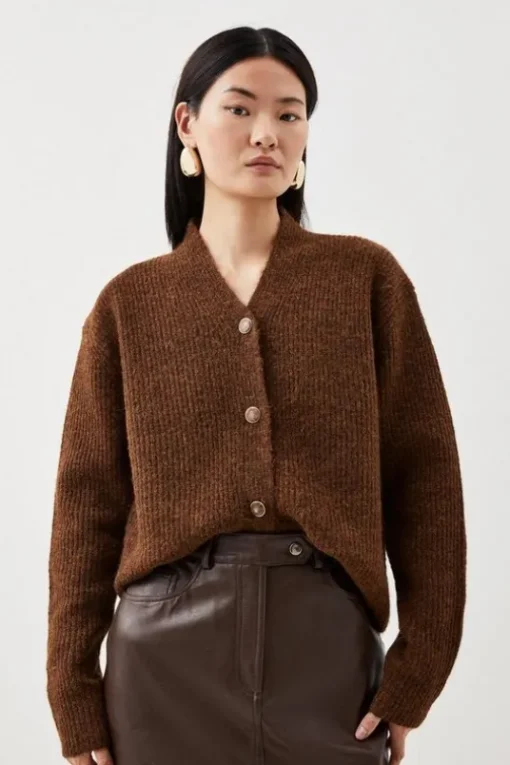 Wool Blend Cosy Slouchy Knit Cardigan