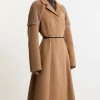 Wool Blend Faux Fur Sleeve Detail Tailored Midaxi Coat