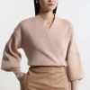 Wool Look Compact Stitch Wrap Knit Top