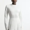 Wool Look Power Shoulder Long Sleeve Knit Top