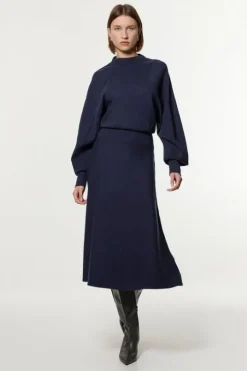 Wool Look Rounded Sleeve Knit Midaxi Dress