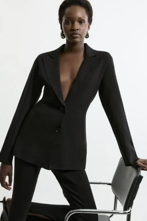Wool Look Tailored Knit Jacket