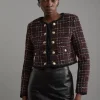 Wool Mix Check Boucle Tailored Cropped Jacket