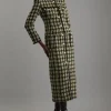 Wool Mix Check Boucle Tailored Maxi Dress