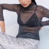 Wool Sheer Knit Turtleneck